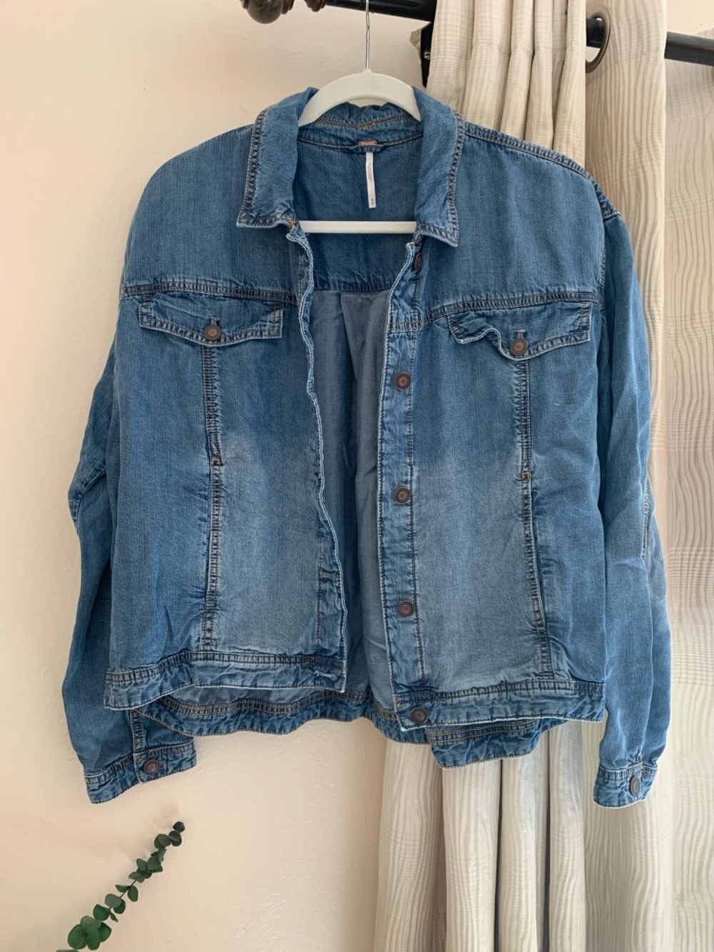 Free People Washed Blue Denim Jacket/Top